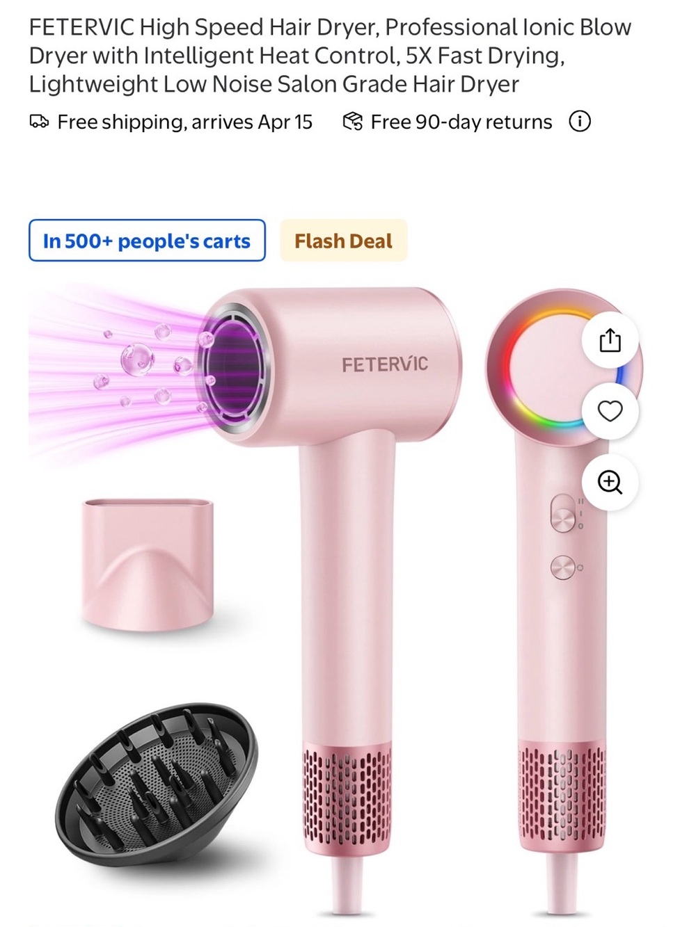 Pink High-Speed Ionic Hair Dryer